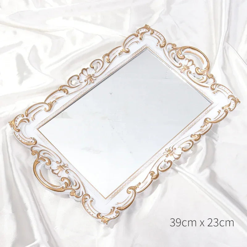 European Decorative Plate Storage Tray Oval Plate Jewelry Display Rotary Candy Decor Tray Mirror Decorative Make Up Mirror - Kitchen & Dining image 11