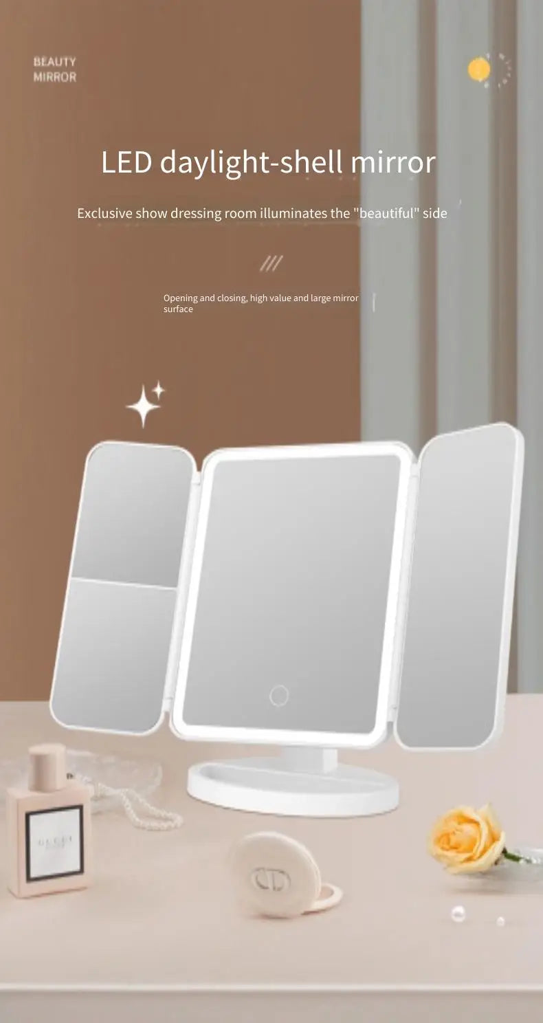 Trifold LED Makeup Mirror – Smart Light-Up Vanity Mirror for Beauty & Dressing - Beauty image 18