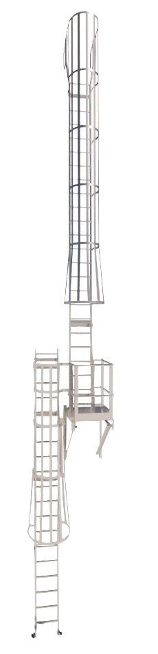 Fixed Aluminum Ladder Fixed Wall Over Roof with Cage  and Rest Platform Model SL1496 - Apparel image 3