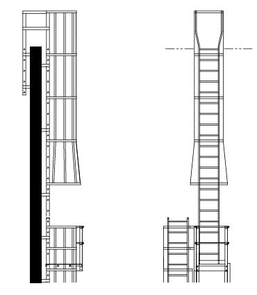 Fixed Aluminum Ladder Cage and Rest Platform  With Parapet Wall Return Model SL1499 - Apparel image 1