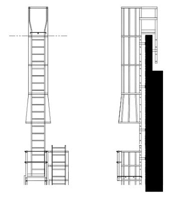 Fixed Ladder Cage and Rest Platform  With Parapet Wall W/Crossover Return Model SL1500 - Apparel image 1