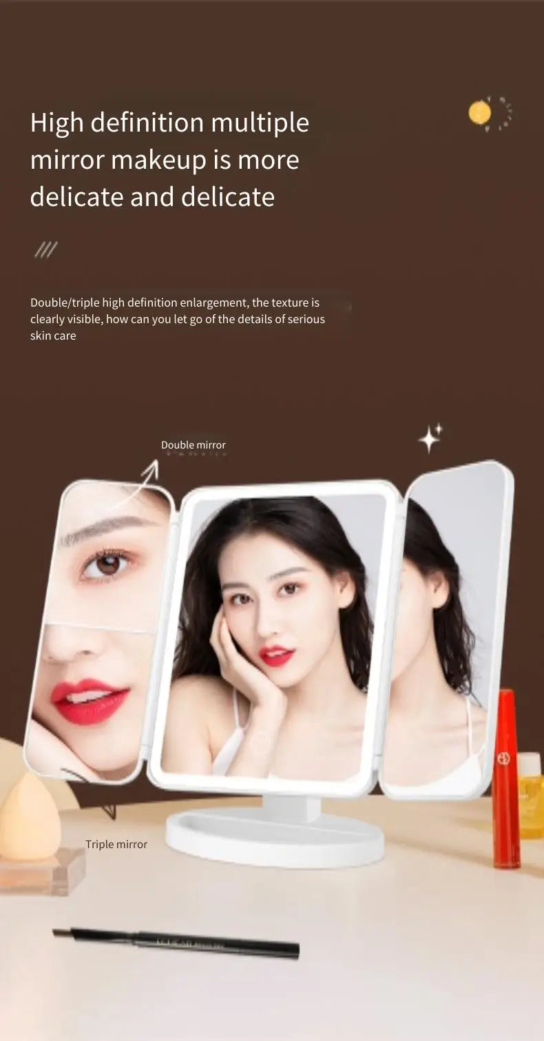 Trifold LED Makeup Mirror – Smart Light-Up Vanity Mirror for Beauty & Dressing - Beauty image 12