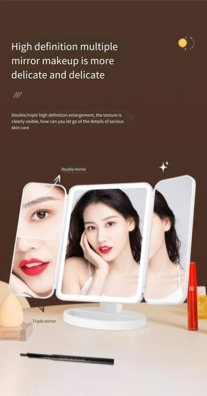 Trifold LED Makeup Mirror – Smart Light-Up Vanity Mirror for Beauty & Dressing - Beauty image 12