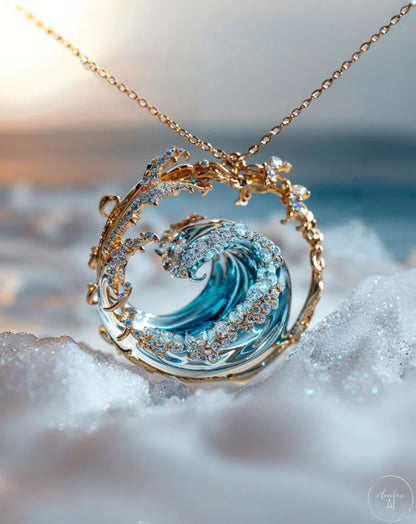Open box Ambre Azure Wave Necklace
