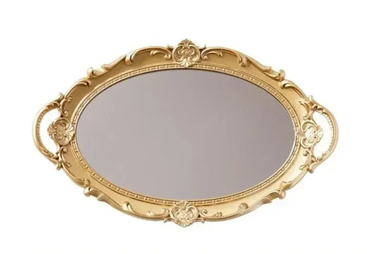 European Decorative Plate Storage Tray Oval Plate Jewelry Display Rotary Candy Decor Tray Mirror Decorative Make Up Mirror - Kitchen & Dining image 8