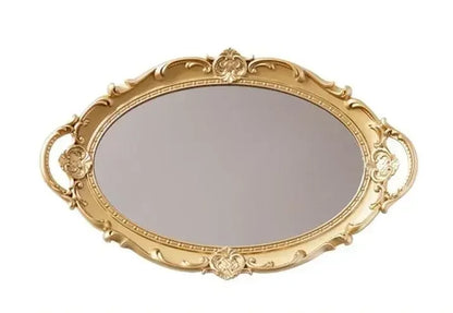 European Decorative Plate Storage Tray Oval Plate Jewelry Display Rotary Candy Decor Tray Mirror Decorative Make Up Mirror - Kitchen & Dining image 8