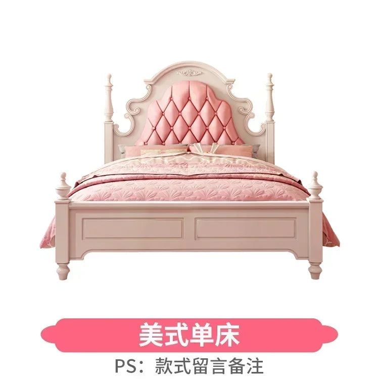 Princess Pretty Luxury Children's Bed American Wood Cute Pink Modern Children Bed Loft Villa Cama Infantil Bedroom Set Furniture - Misc image 8