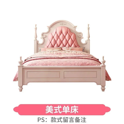 Princess Pretty Luxury Children's Bed American Wood Cute Pink Modern Children Bed Loft Villa Cama Infantil Bedroom Set Furniture - Misc image 8