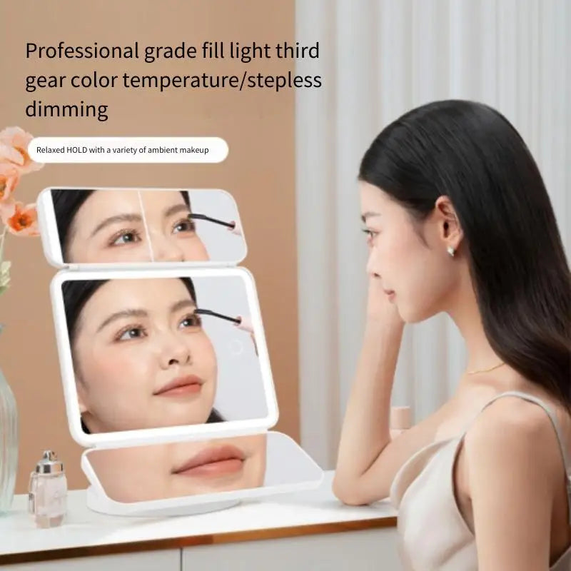 Trifold LED Makeup Mirror – Smart Light-Up Vanity Mirror for Beauty & Dressing - Beauty image 4