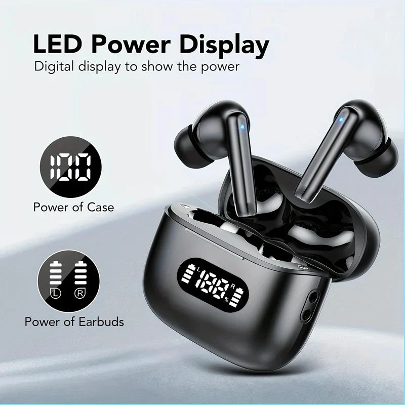 Wireless Bluetooth 5.3 Earbuds – 40dB Noise Cancelling, 6-Mic ENC, HD Calls & LED Display with Transparency Mode! - Gadgets image 2