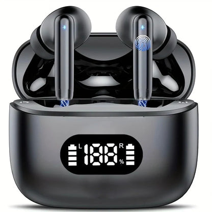 Wireless Bluetooth 5.3 Earbuds – 40dB Noise Cancelling, 6-Mic ENC, HD Calls & LED Display with Transparency Mode! - Gadgets image 1