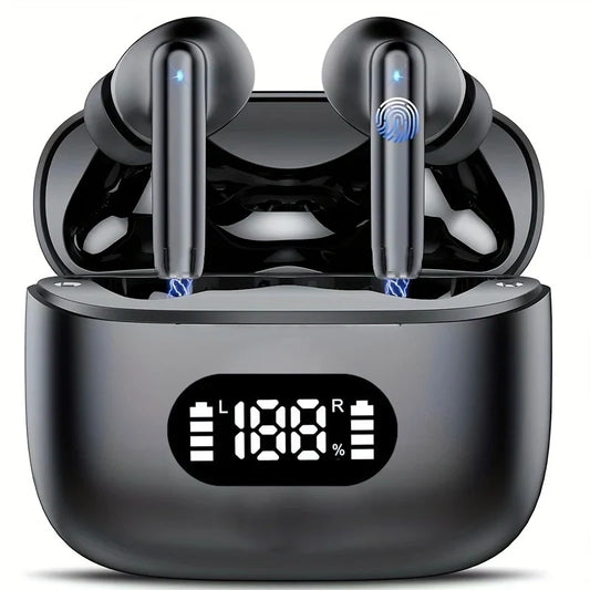 Wireless Bluetooth 5.3 Earbuds – 40dB Noise Cancelling, 6-Mic ENC, HD Calls & LED Display with Transparency Mode! - Gadgets image 1