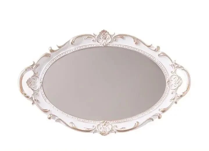 European Decorative Plate Storage Tray Oval Plate Jewelry Display Rotary Candy Decor Tray Mirror Decorative Make Up Mirror - Kitchen & Dining image 9