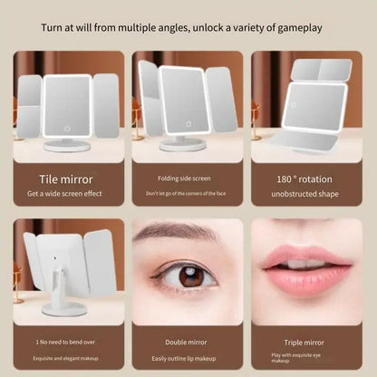 Trifold LED Makeup Mirror – Smart Light-Up Vanity Mirror for Beauty & Dressing - Beauty image 3
