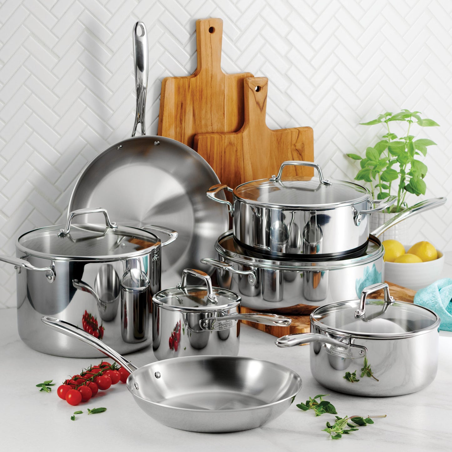 Tri-Ply Clad Stainless Steel Cookware Set with Glass Lids - Kitchen & Dining image 2