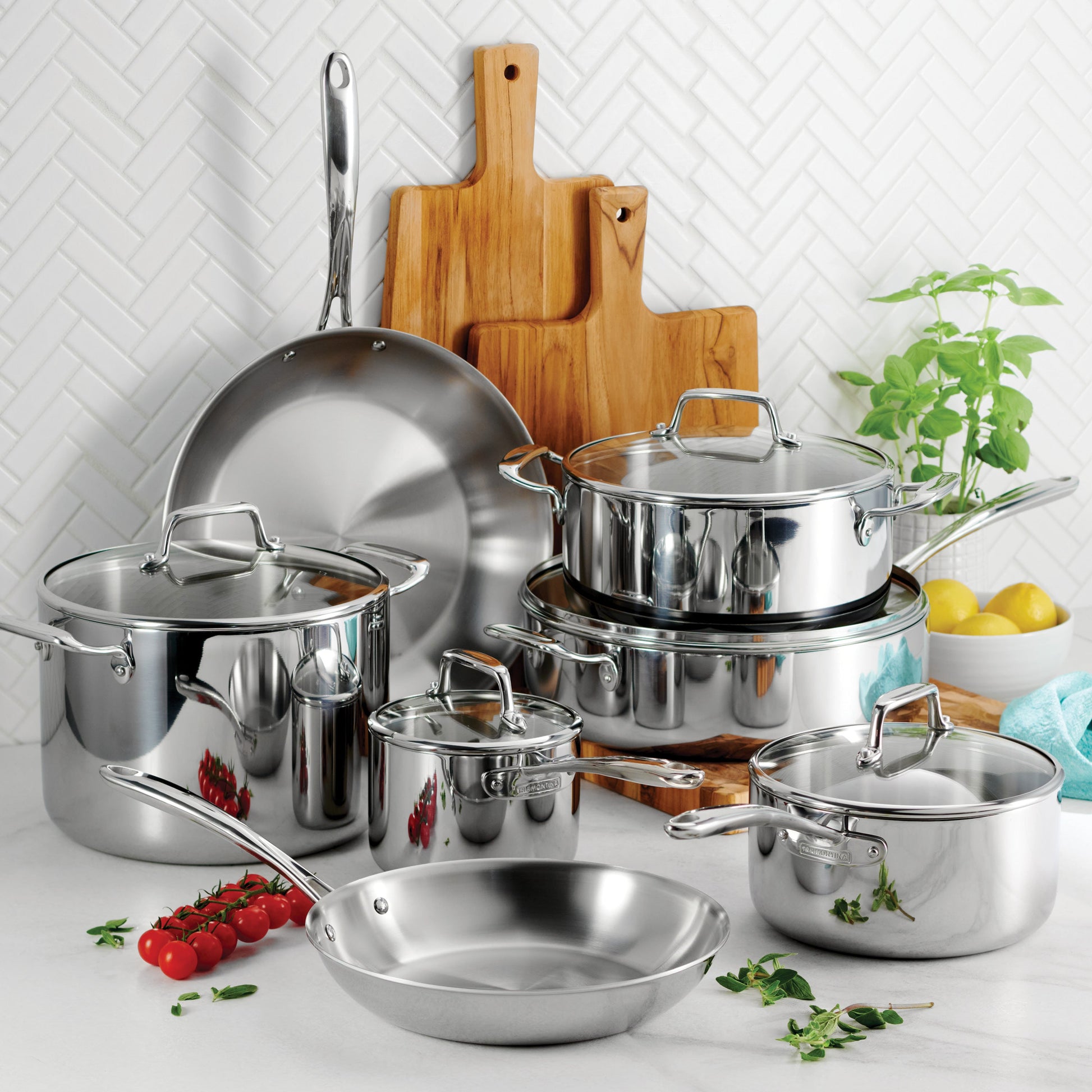 Tri-Ply Clad Stainless Steel Cookware Set with Glass Lids - Kitchen & Dining image 2
