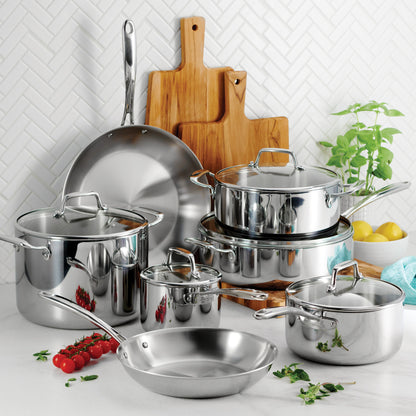 Tri-Ply Clad Stainless Steel Cookware Set with Glass Lids - Kitchen & Dining image 2