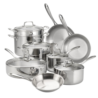 Tri-Ply Clad Stainless Steel Cookware Set with Glass Lids - Kitchen & Dining image 1