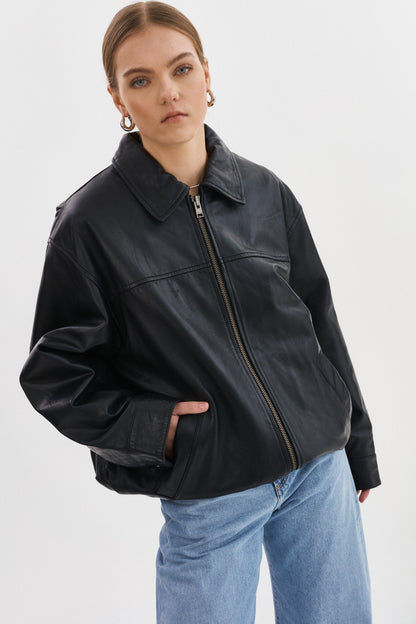 THEIA | Leather Bomber Jacket - Misc image 8