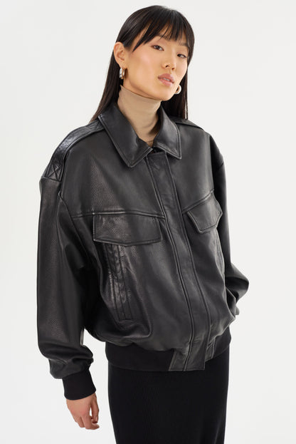 TREVANNA | Leather Bomber Jacket - Misc image 3