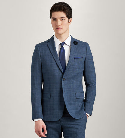 Modern Fit Blue Check Suit Jacket - Misc image 1