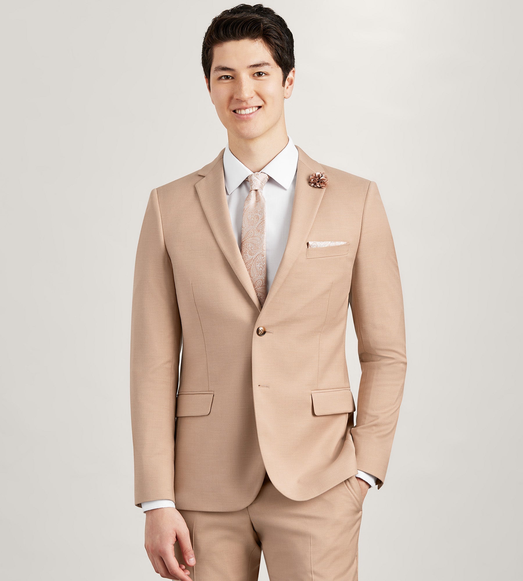 Slim Fit Blush Solid Suit - Misc image 1