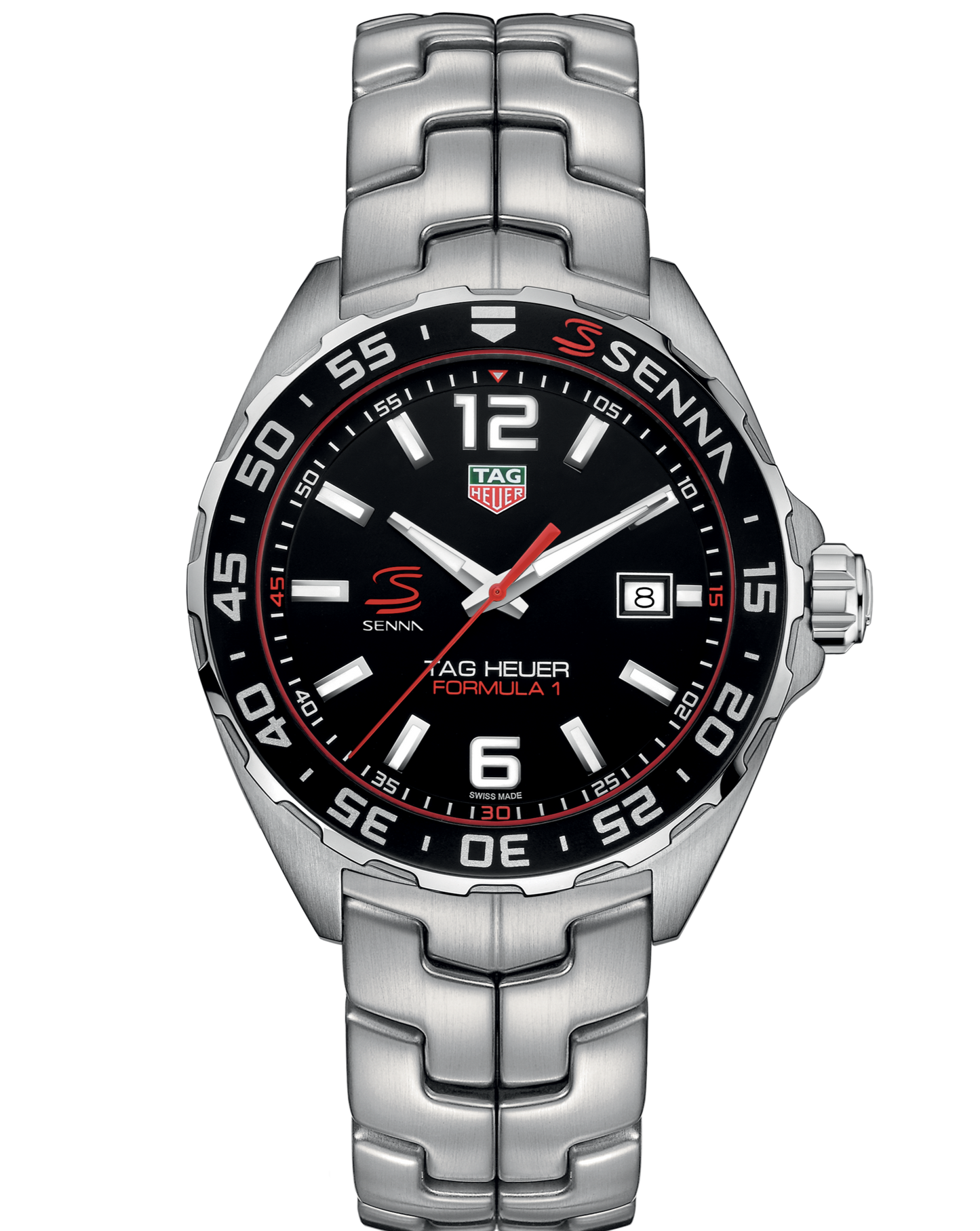 Tag Heuer Formula 1 Senna Limited Edition Black Dial Silver Steel Strap Watch for Men - WAZ1012.BA0883 - Jewelry image 3