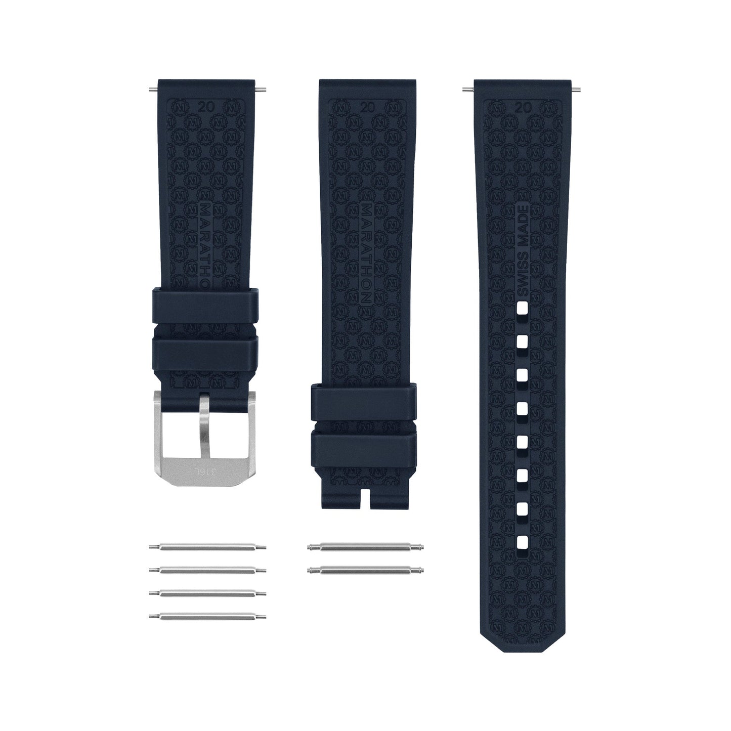 3-Piece Rubber Strap Kit, Blue, Parkerized, 20mm - Misc image 4