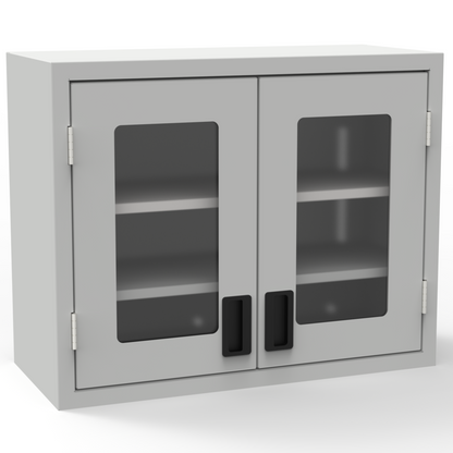 Wall-Mount Cabinet with 2 Framed Glass Doors - 2 Shelves - Laboratory Casework - Apparel image 1