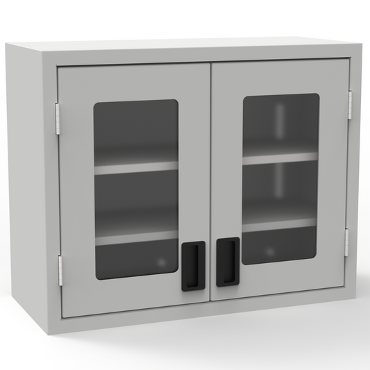 Wall-Mount Cabinet with 2 Framed Glass Doors - 2 Shelves - Laboratory Casework - Apparel image 1
