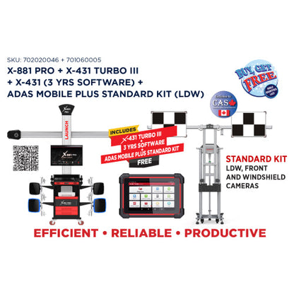 LAUNCH X-881 Pro + X-431 Turbo III PLUS+ X-431 (3 yrs software) ADAS Mobile Plus Standard Kit (Q1 2025 Winter Special) - Gadgets image 1