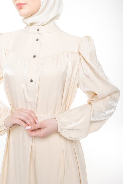 Soraya Modest Ruffle Hem Dress  | Champagne Beige - Accessories image 4