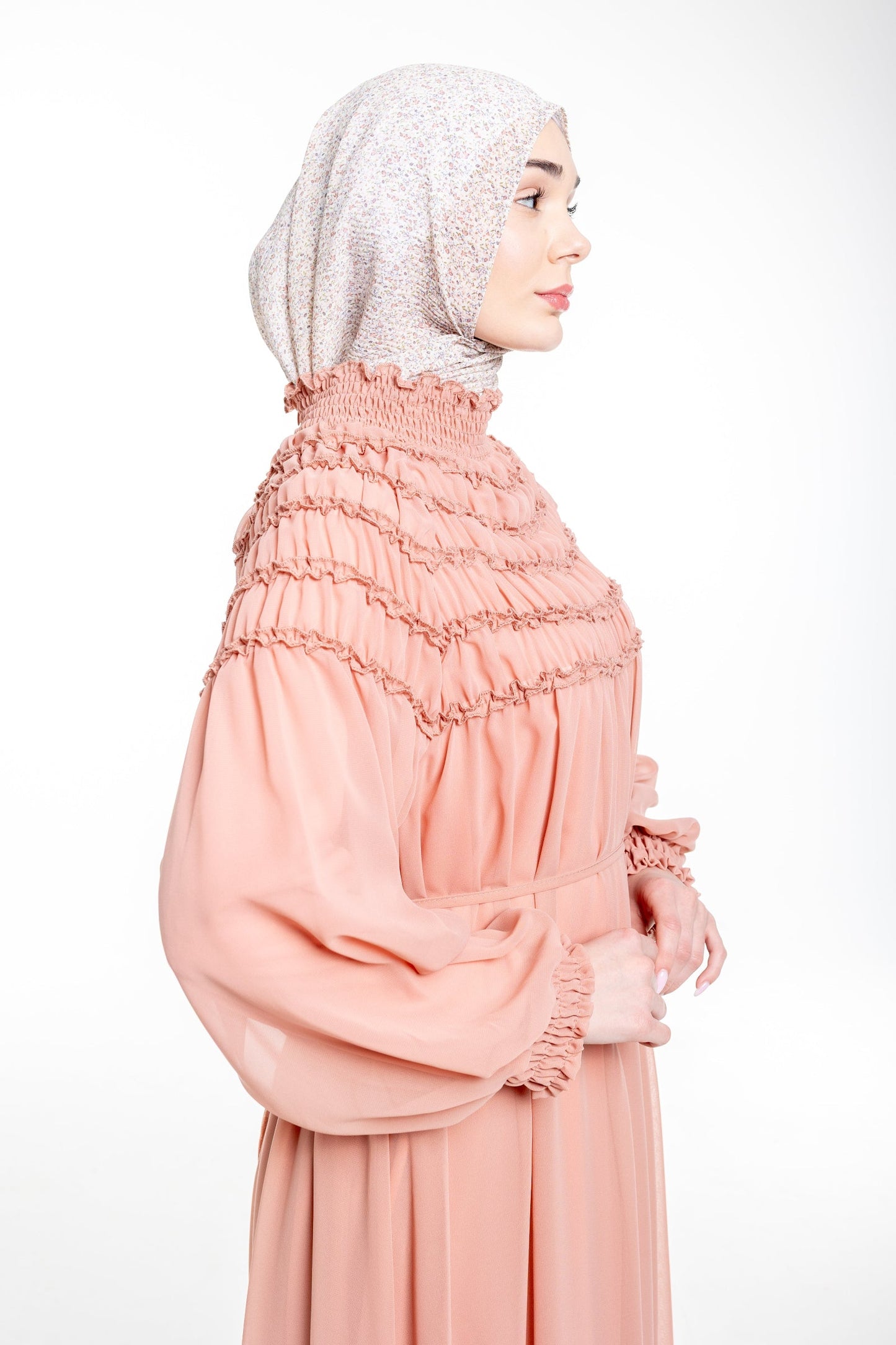 Sienna Shirred Evening Modest Dress | Pink - Accessories image 5