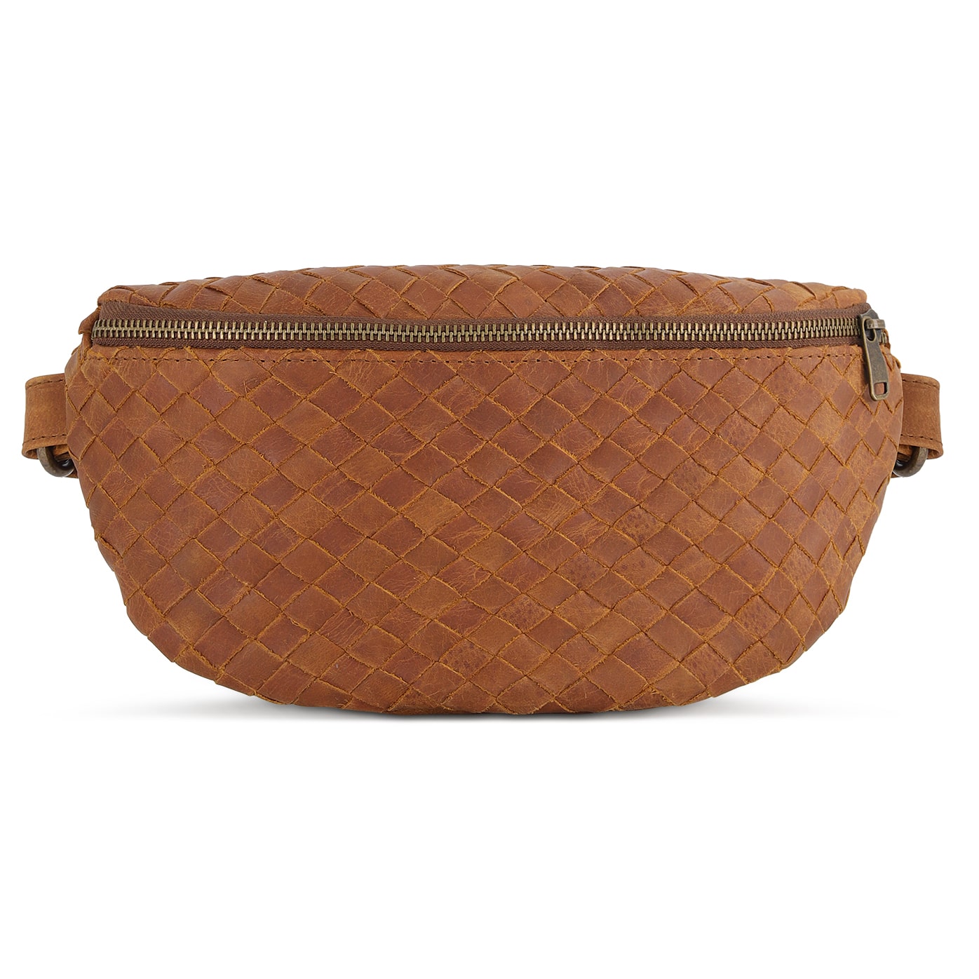 Nexus Woven Leather Belt Bag - Saddle Brown - Accessories image 2