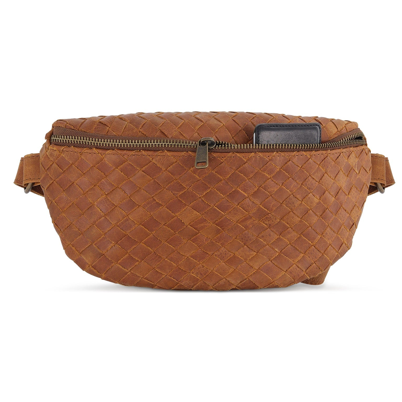 Nexus Woven Leather Belt Bag - Saddle Brown - Accessories image 6