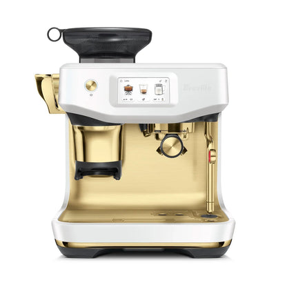 Breville - Barista Touch Impress Semi-Automatic Combo Espresso Machine with Grinder - Sea Salt + Brass Accents - BES881SSB - Kitchen & Dining image 1