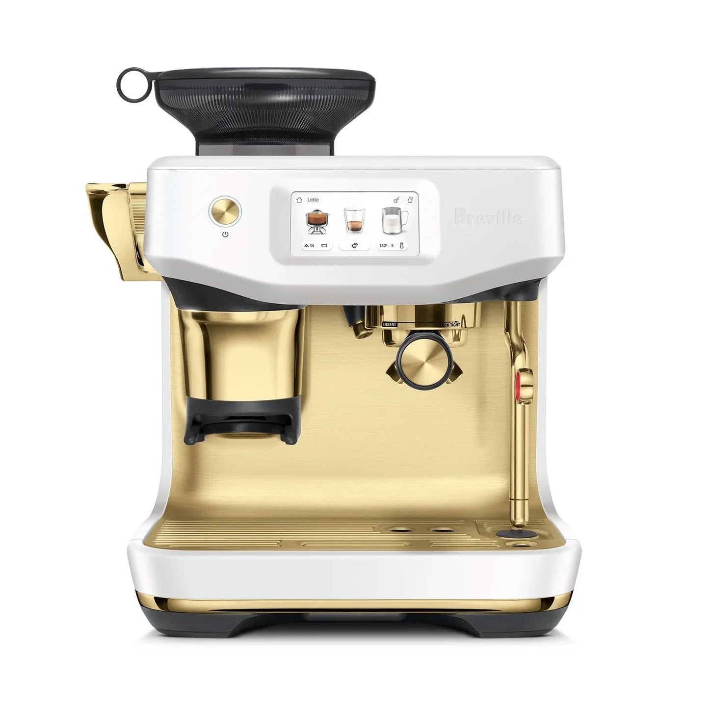 Breville - Barista Touch Impress Semi-Automatic Combo Espresso Machine with Grinder - Sea Salt + Brass Accents - BES881SSB - Kitchen & Dining image 2