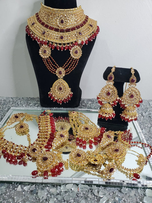Bridal Full Set – Wine Color Choker with Matching Accessories - Misc image 1