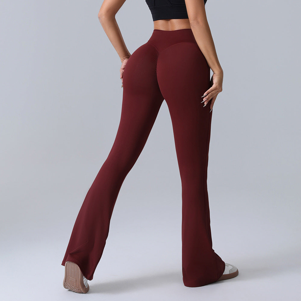Hip-lift Yoga Flared Pants Fitness Sports Wide Leg High Waist Quick Dry Trousers Womens Clothing - Apparel image 3