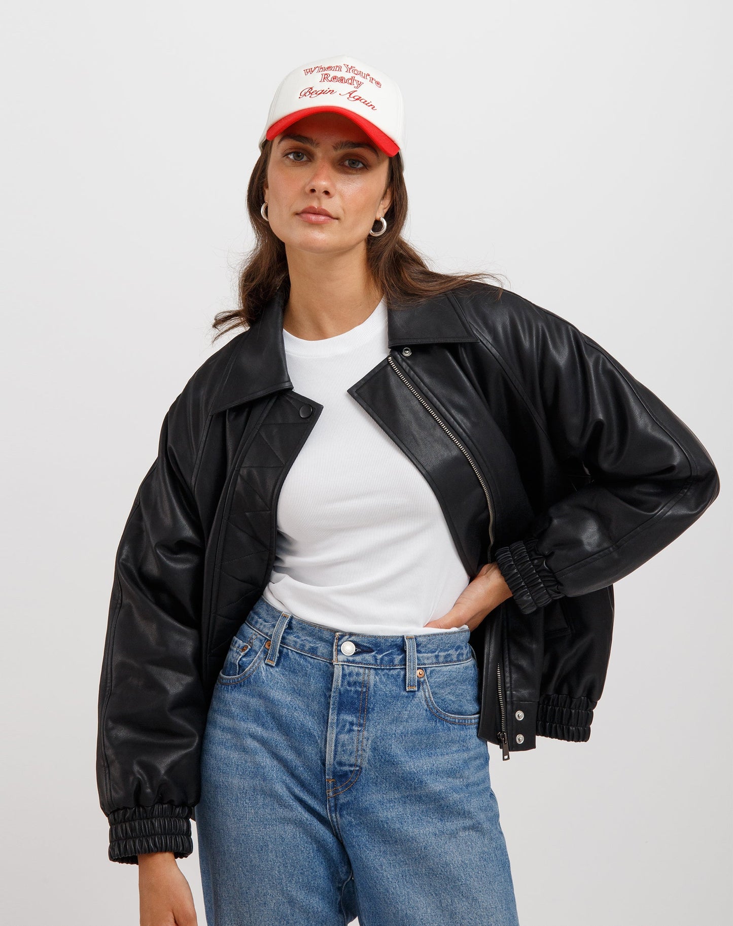 Christine Oversized Vegan Leather Bomber - Misc image 2