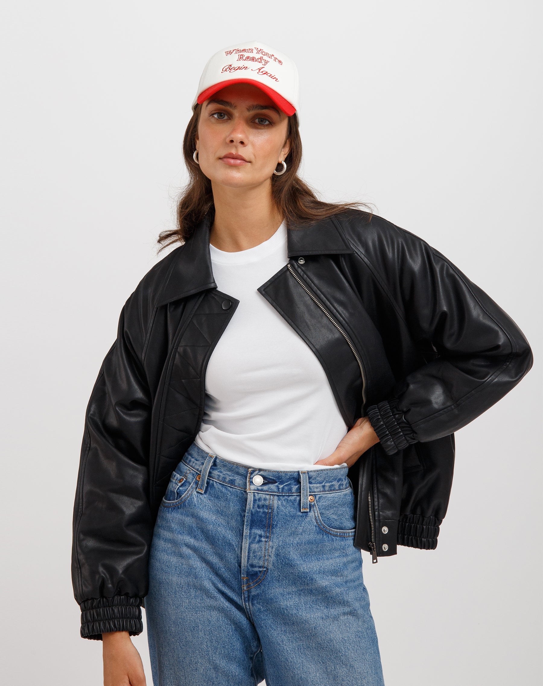 Christine Oversized Vegan Leather Bomber - Misc image 2