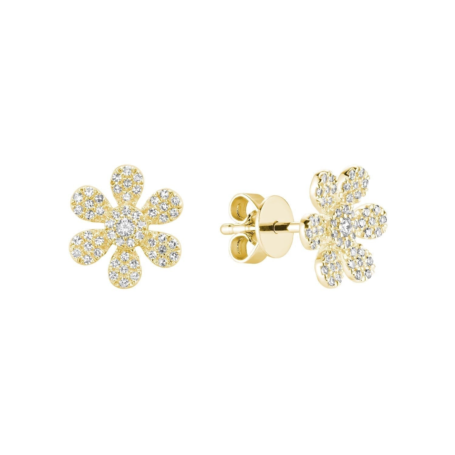 Clover Flower Diamond Stud Earrings - Misc image 1