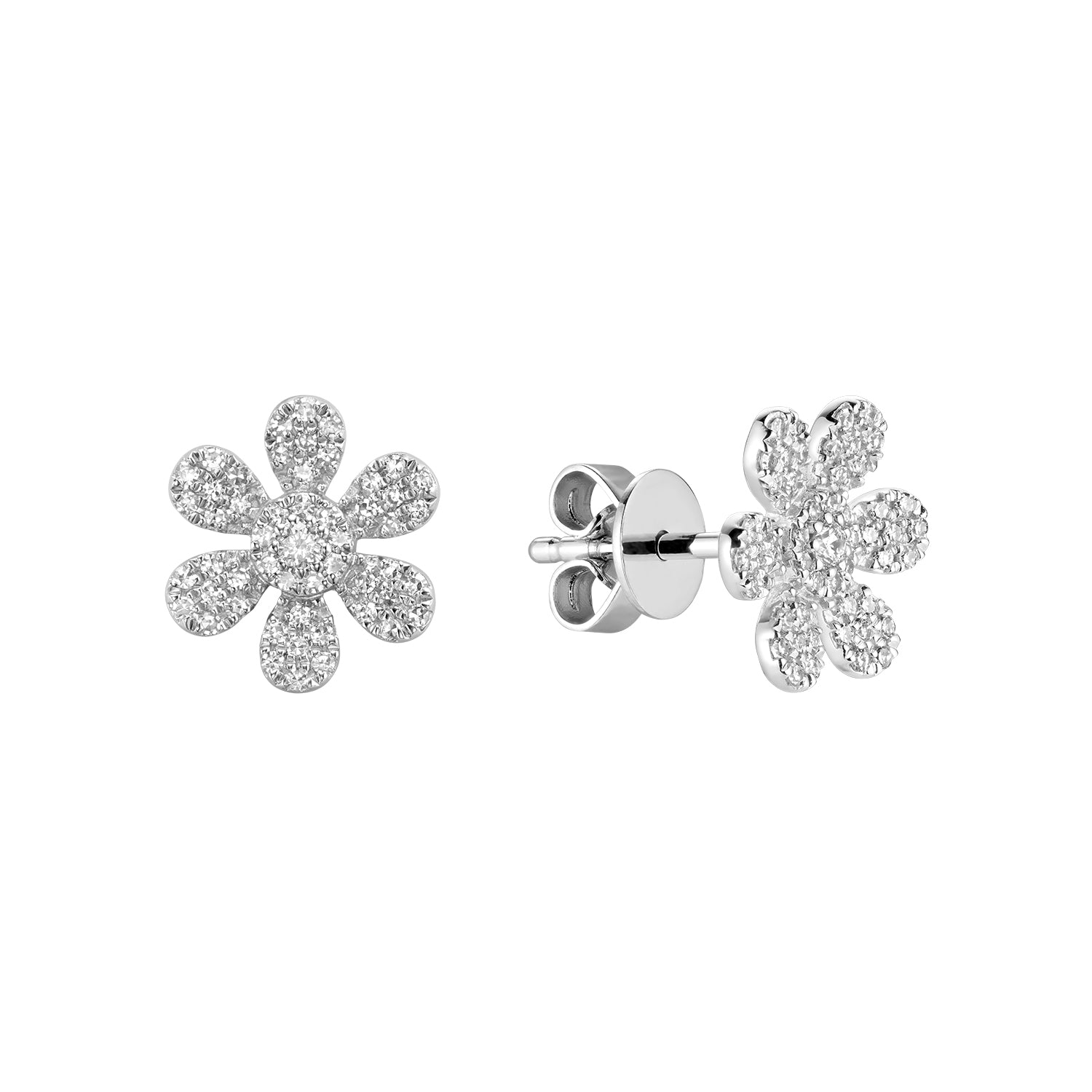 Clover Flower Diamond Stud Earrings - Misc image 2
