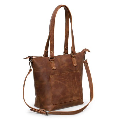 Crossbody Leather Tote - Saddle Brown - Accessories image 3