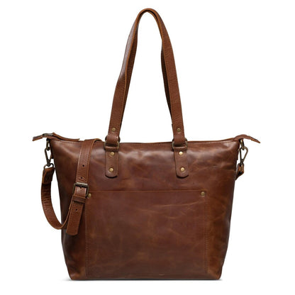 Crossbody Leather Tote - Saddle Brown - Accessories image 5