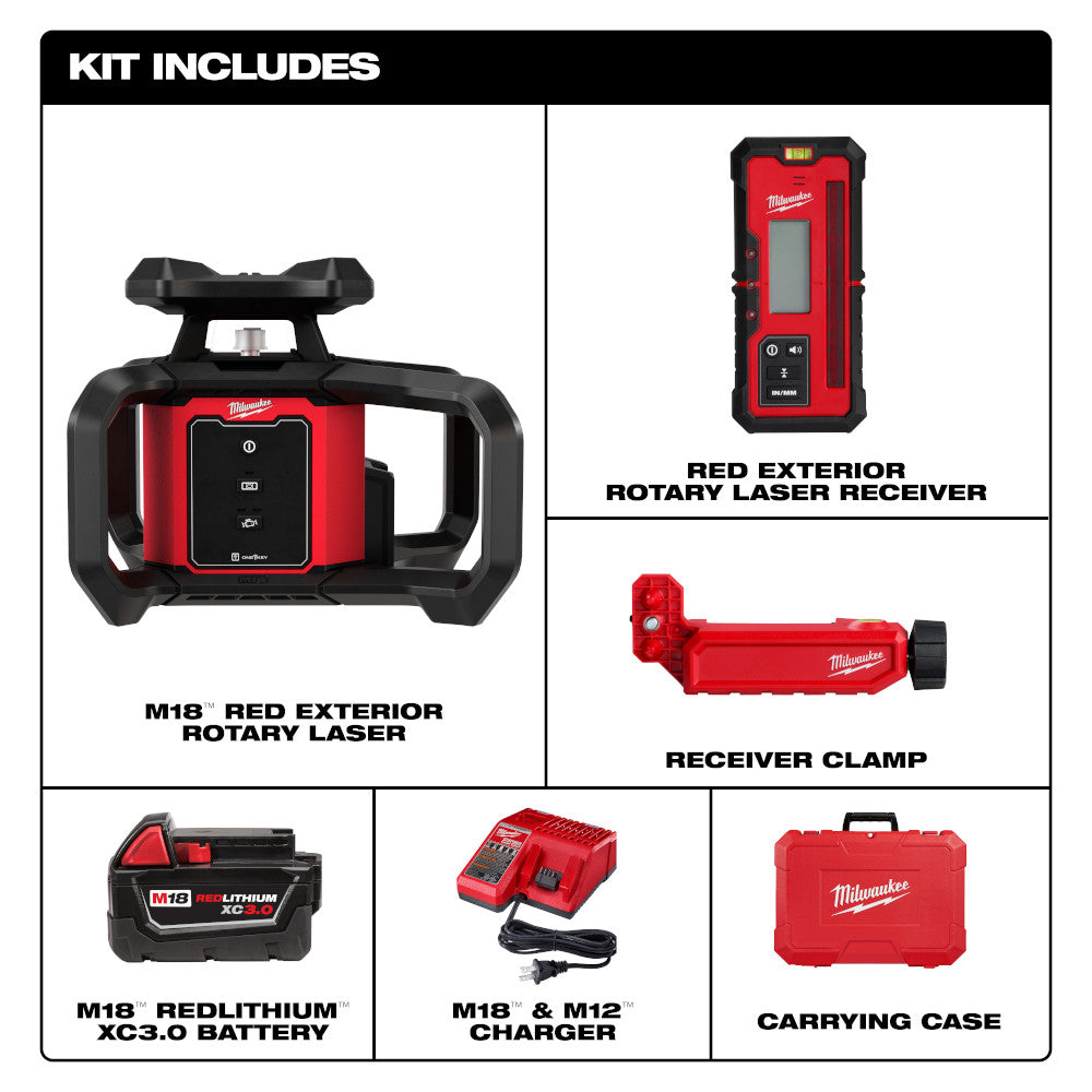 Milwaukee M18™ Red Exterior Rotary Laser Level Kit w/ Receiver - Misc image 3