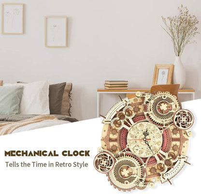 Robotime ROKR Time Art Zodiac Wall Clock 3D Wooden Puzzle Games Model Building Kits Toys For Children Kids - Toys & Games image 3