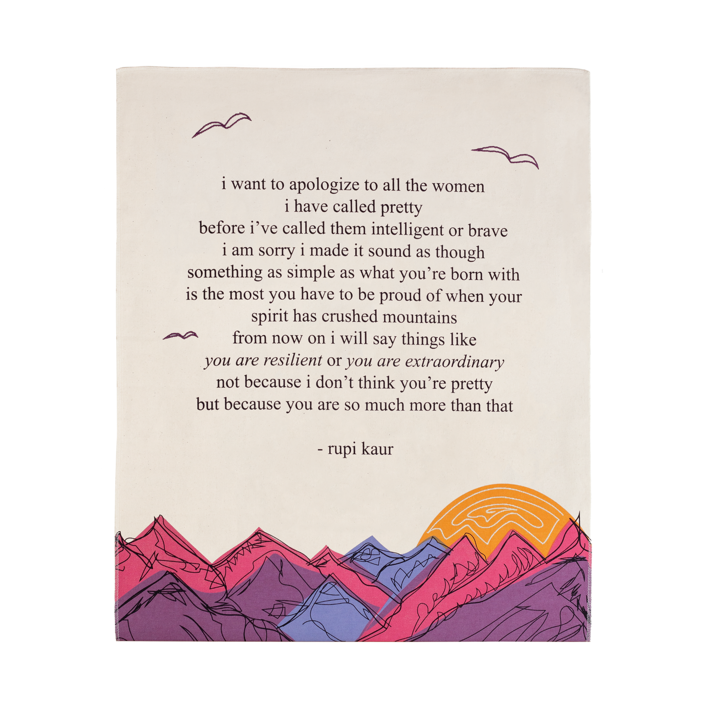 'i want to apologize' Embroidered Tapestry - Signed by Rupi Kaur - Kitchen & Dining image 1