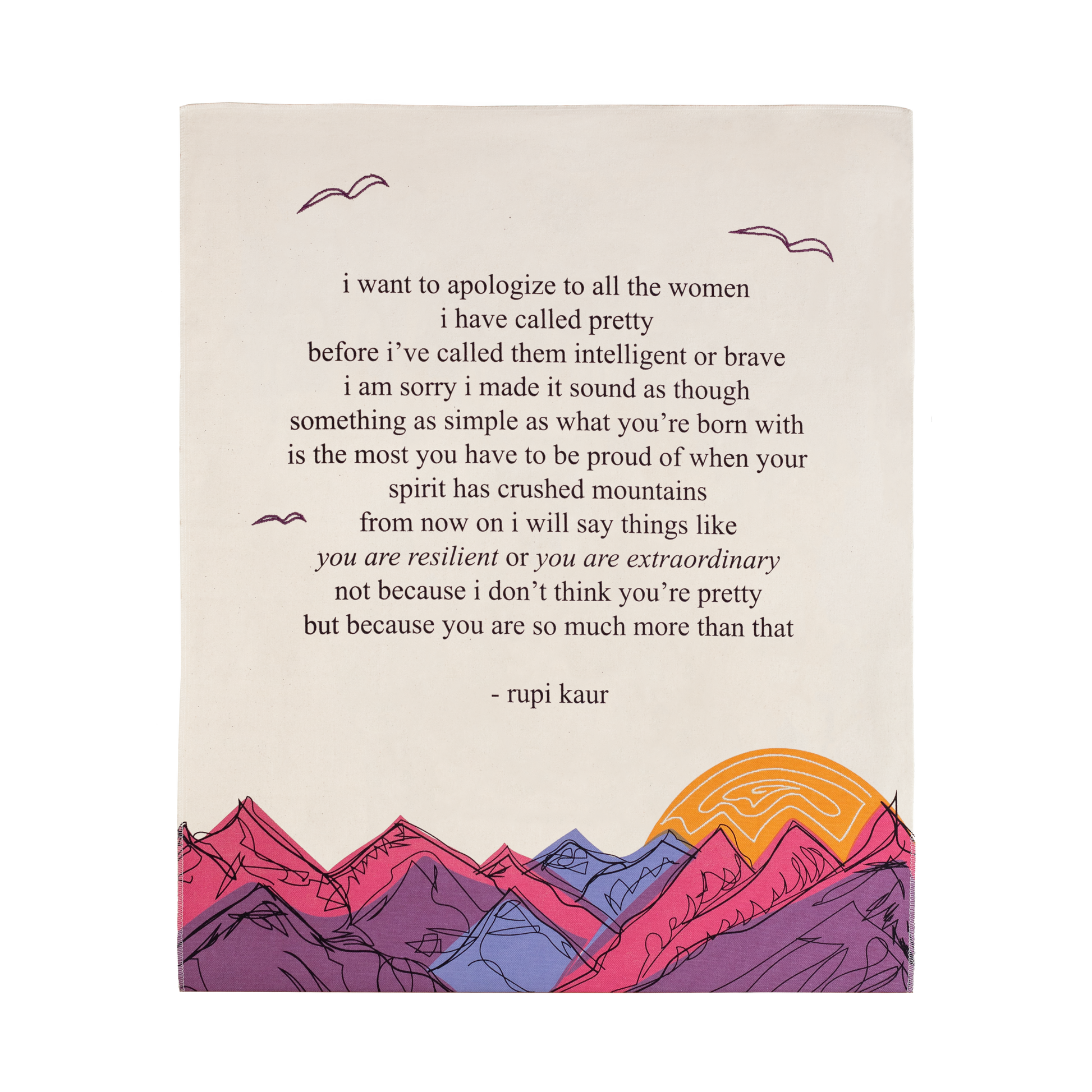 'i want to apologize' Embroidered Tapestry - Signed by Rupi Kaur - Kitchen & Dining image 1