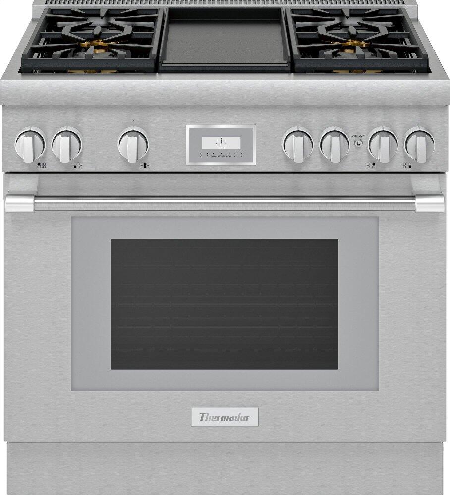 Thermador 36 Inch Dual Fuel Range with Griddle, Stainless Steel - PRD364WDHC - Misc image 1